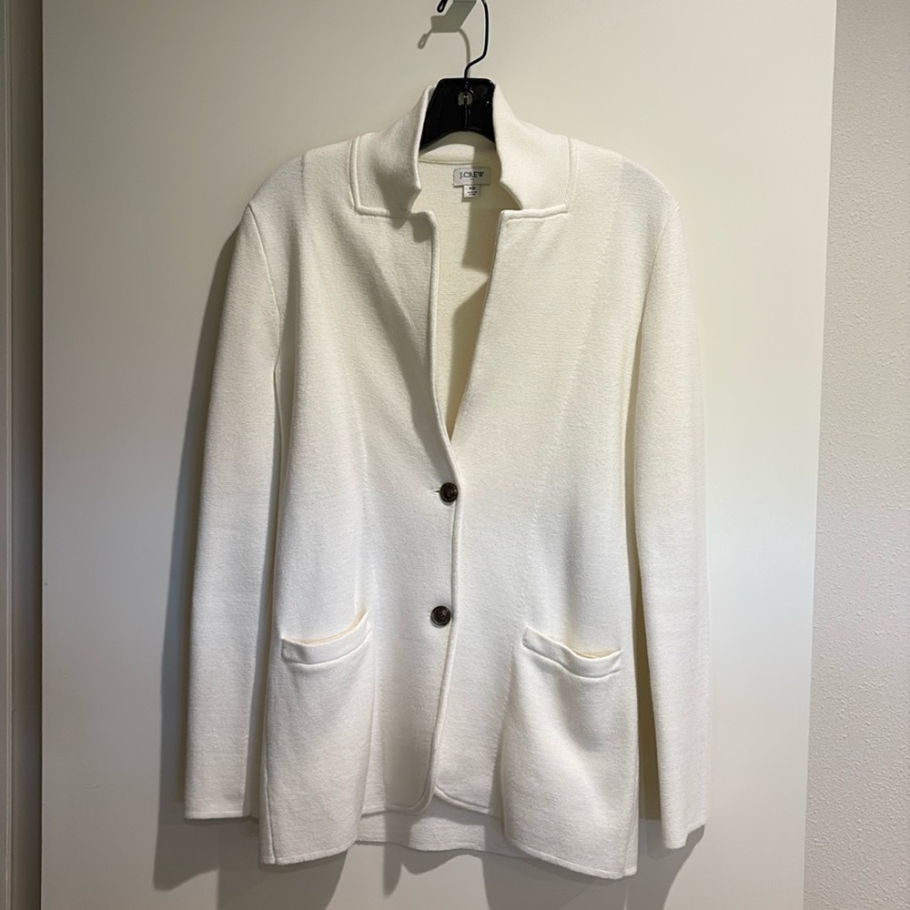 J.Crew Women’s Ivory/White Open-Front Sweater Blazer XS
